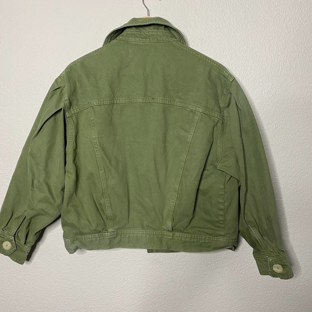 Zara Army Green‎ Cropped Boxy Lightweight Button Up Jacket - Picture 6 of 6